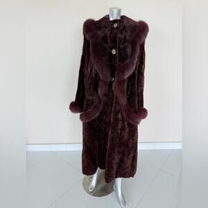 Natural mink and fox fur winter long coat One Size Retail 8500$